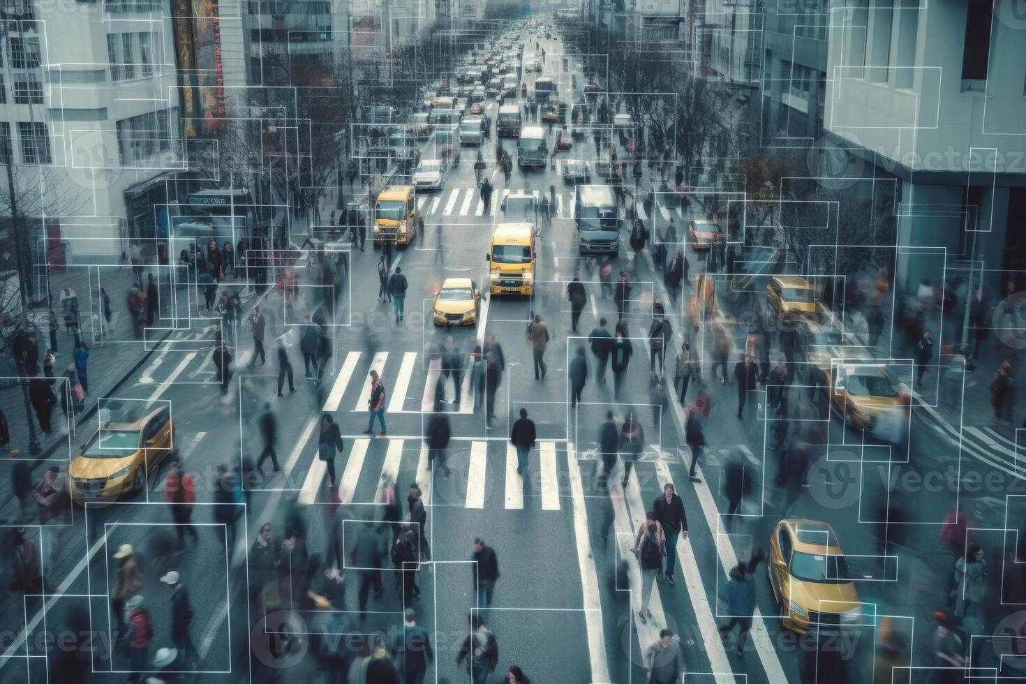 Face recognition system in street surveillance cameras. photo