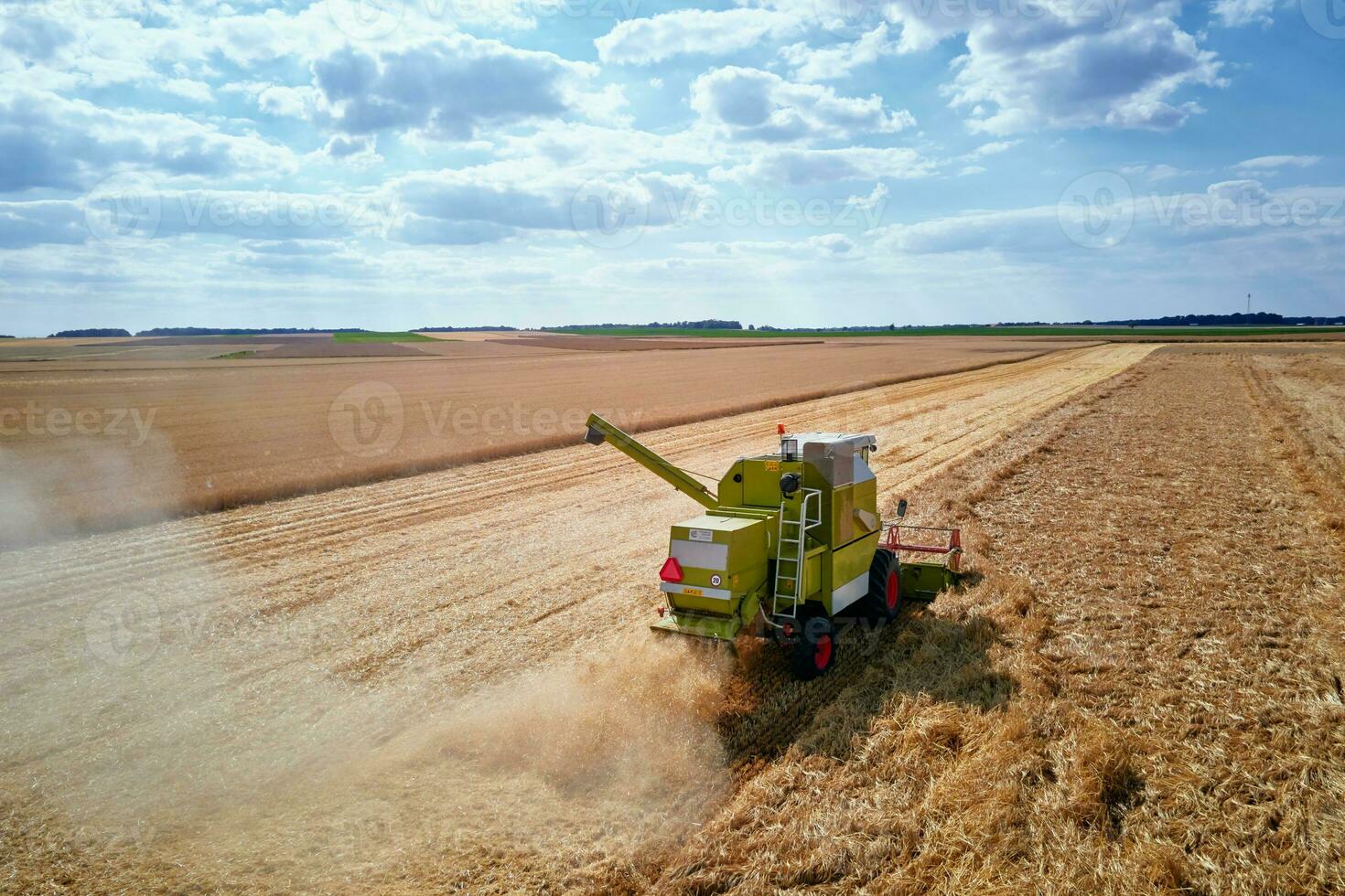 Harvester combine working in the field photo