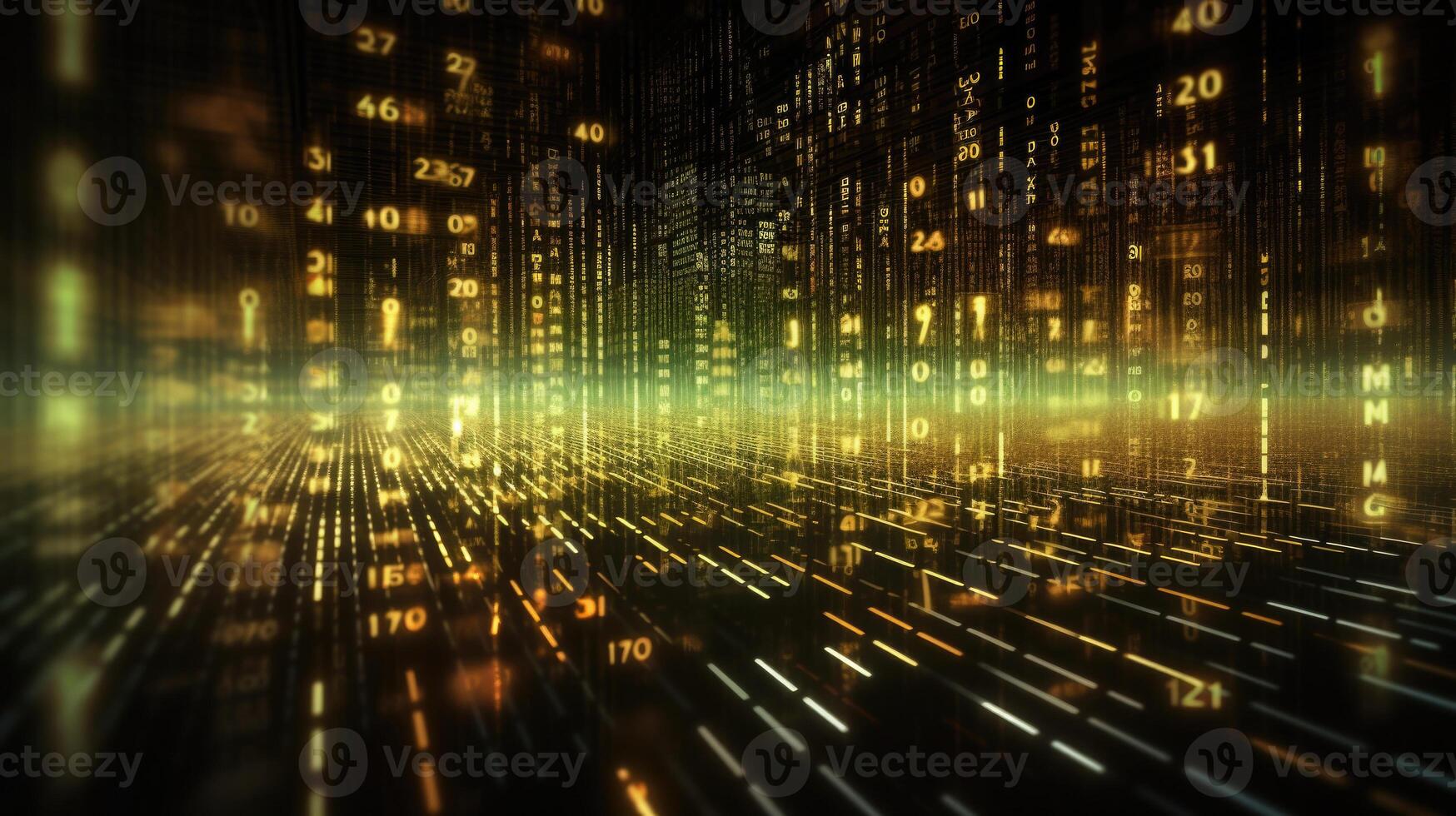Futuristic cyberspace with binary code background. photo