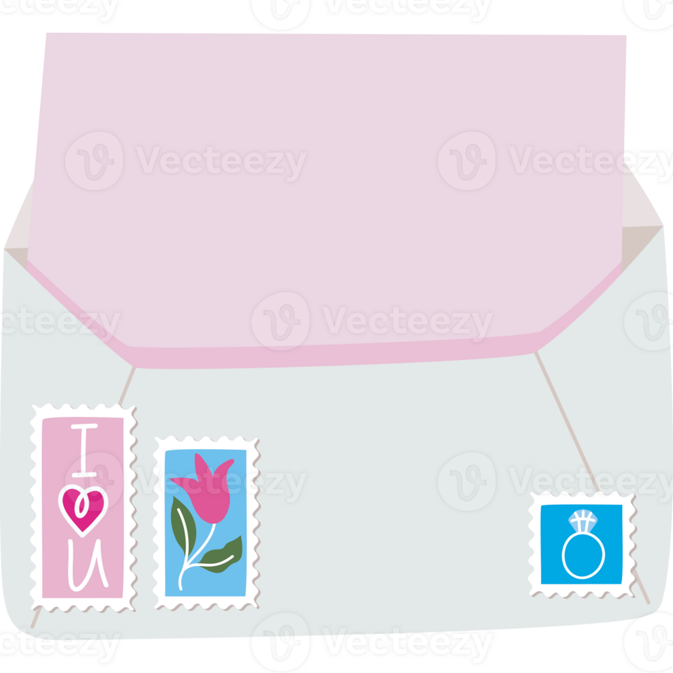 love letter  with stamps png