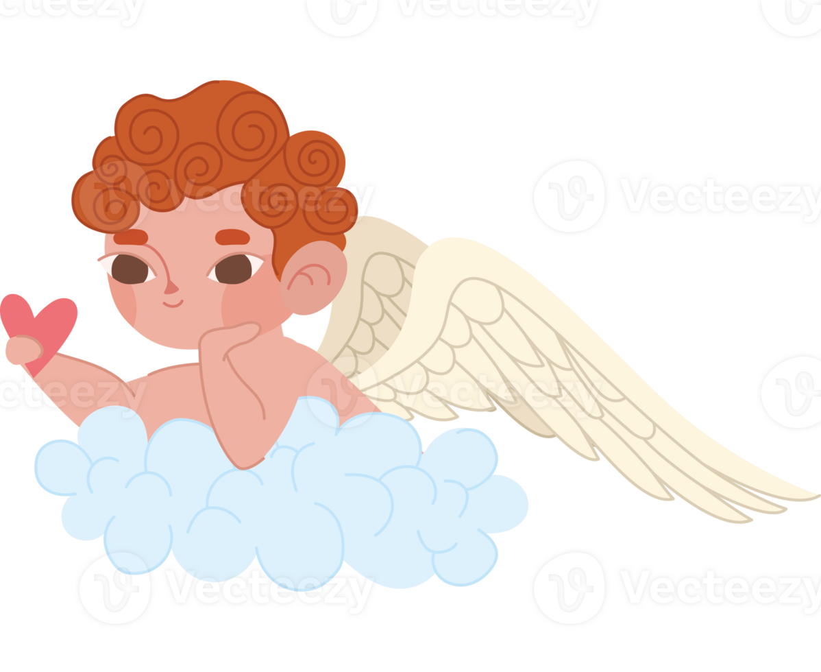 cute cupid lying on a cloud  png