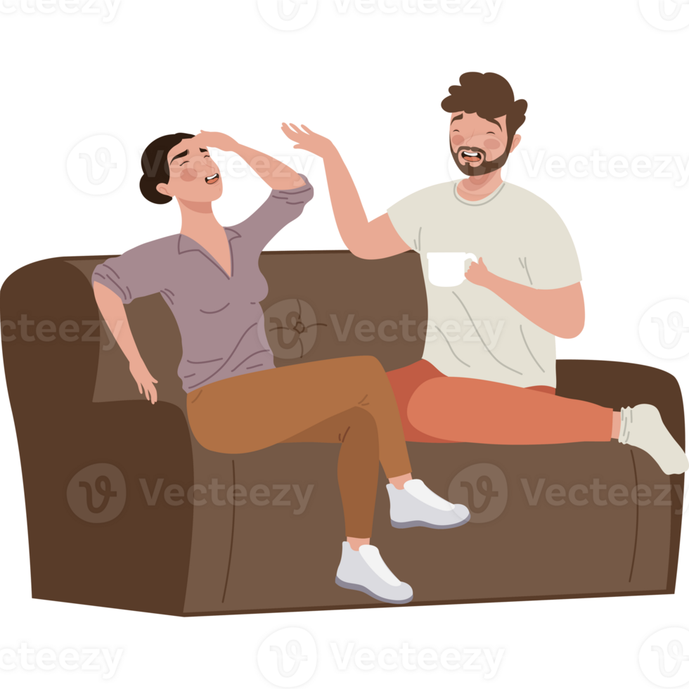young couple laughing comic characters png