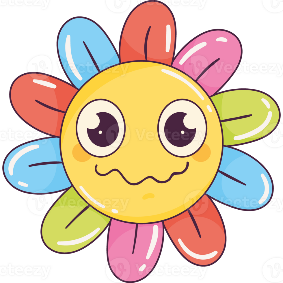 sick flower retro style icon png