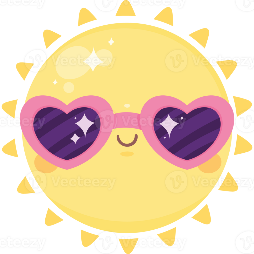 sun wearing sunglasses kawaii character png