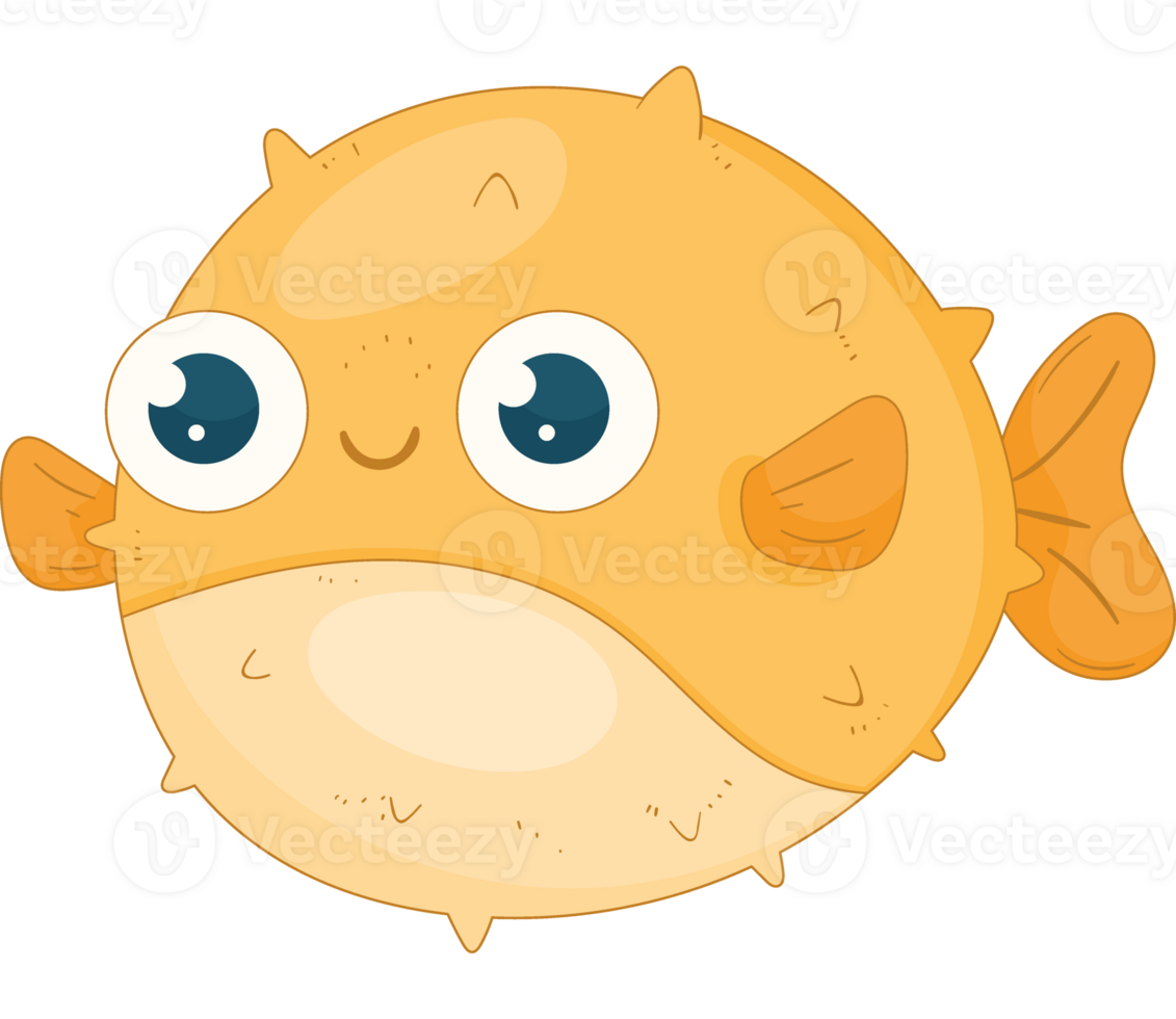 yellow blowfish swiming sealife animal png