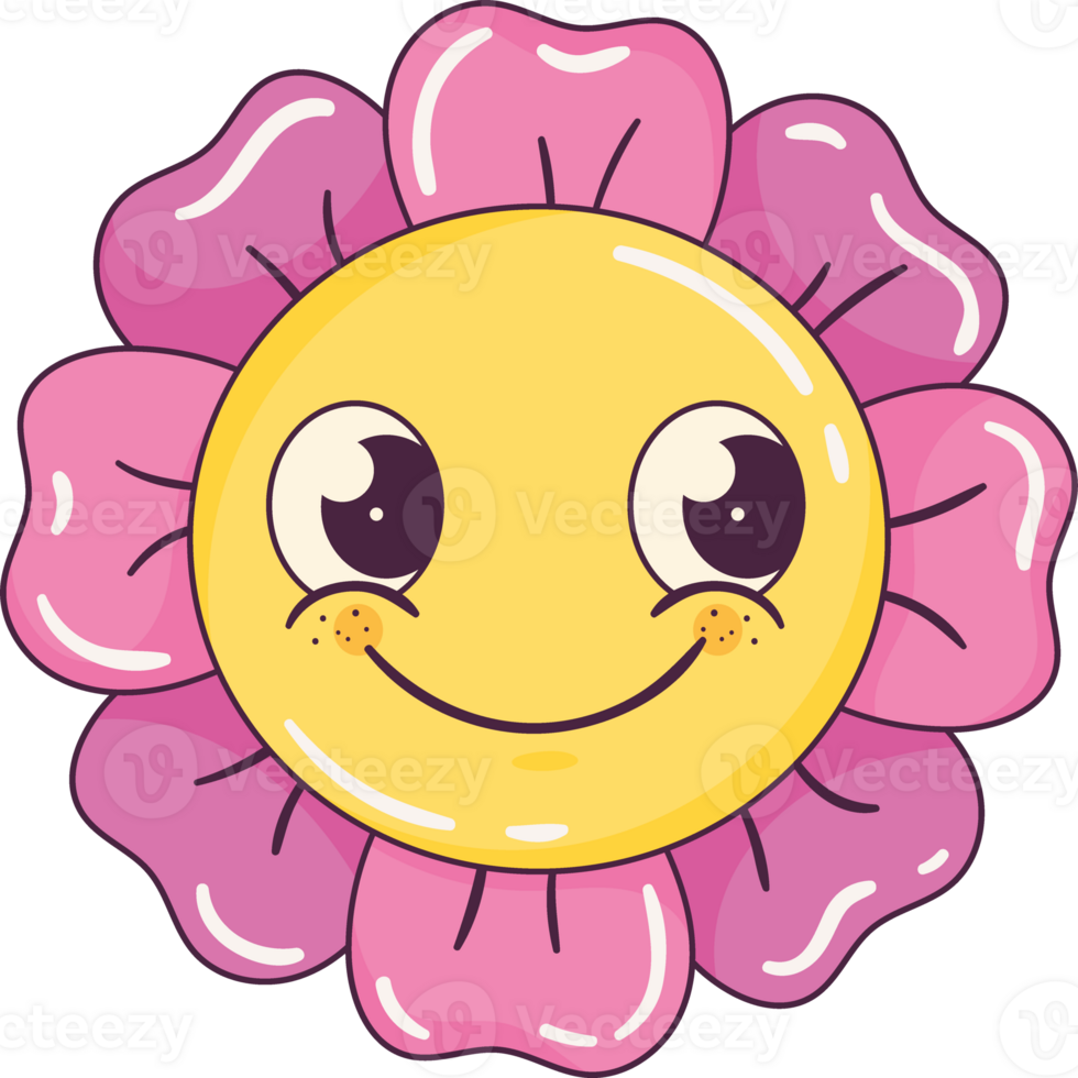 flower smiling retro style icon png