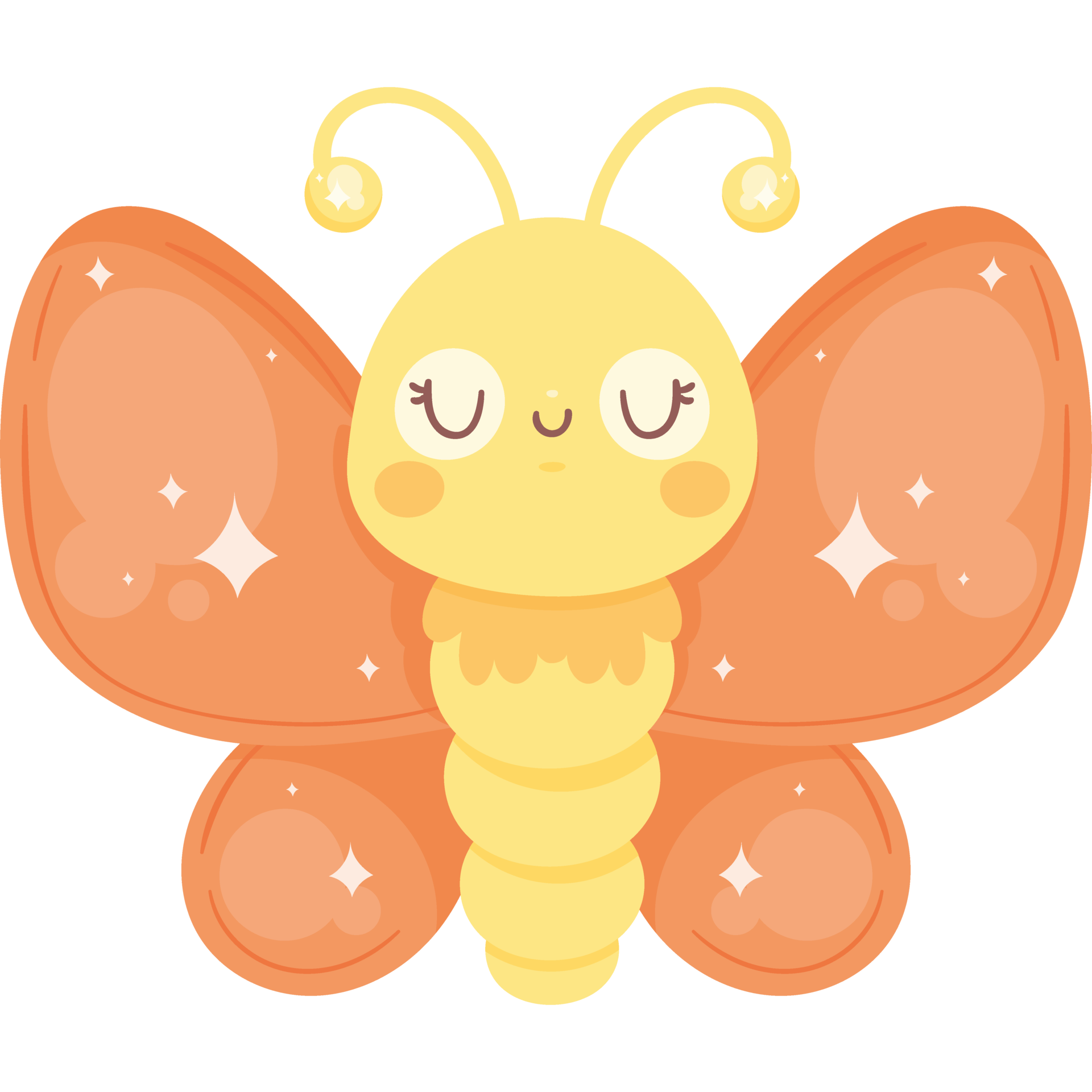 cute orange butterfly flying character 24600237 PNG