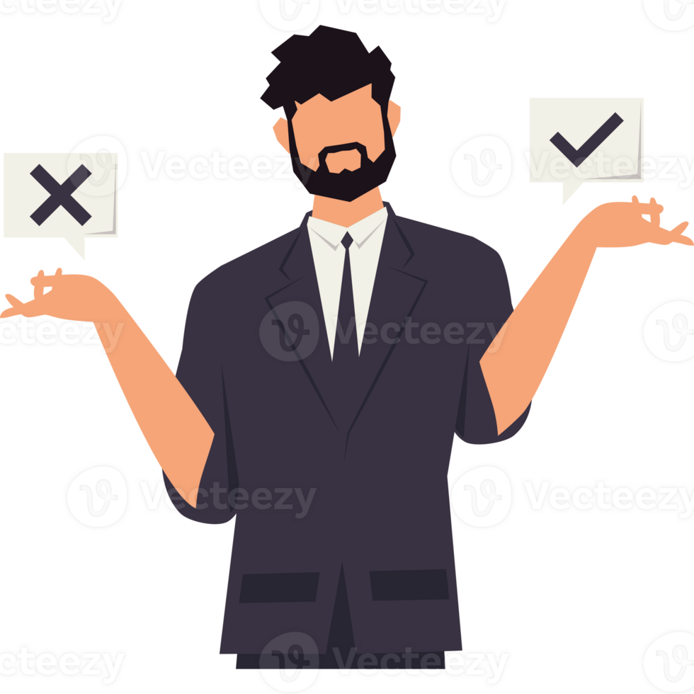 businessman with two choices character png