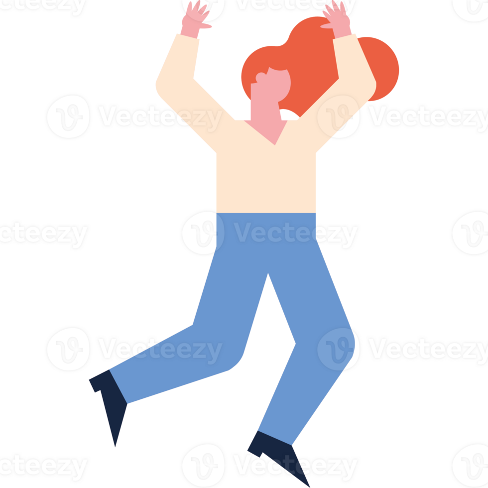 young redhead woman celebrating character png