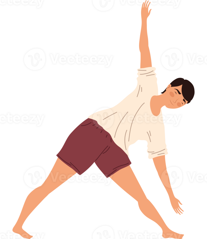 joven hombre practicando yoga personaje png