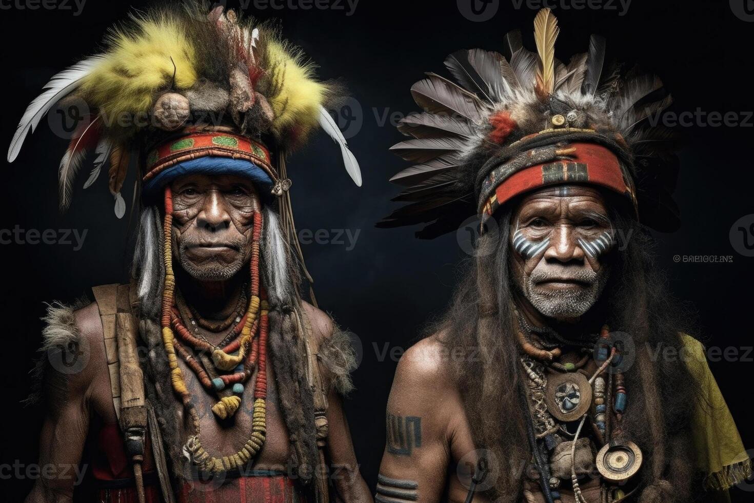 Portrait of indigenous tribe. Native american people. photo