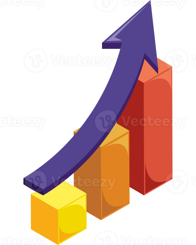 statistics bars with arrow icon png