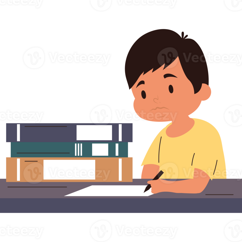 little student boy with books character png