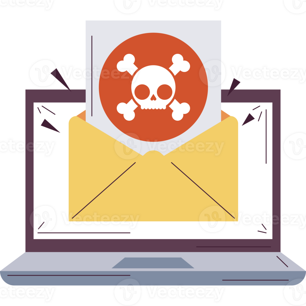 laptop with spam cyber fraud icon png