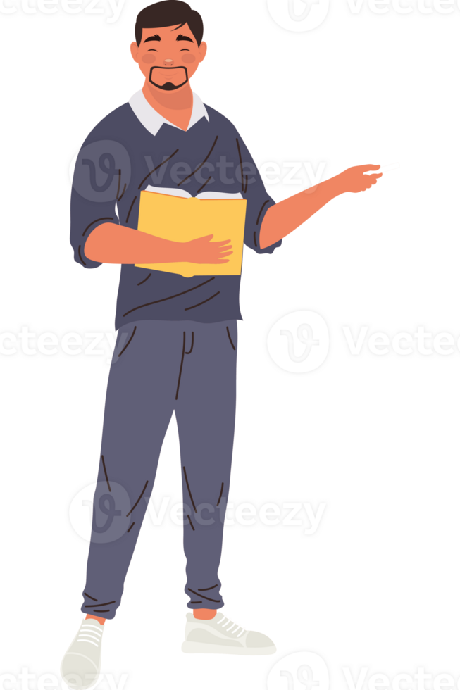 male teacher with book character png