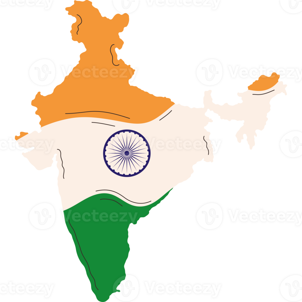 India bandiera nel carta geografica icona png