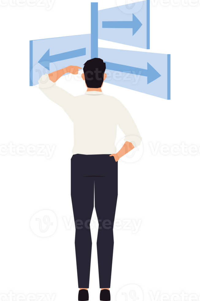 businessman with arrows direction character png