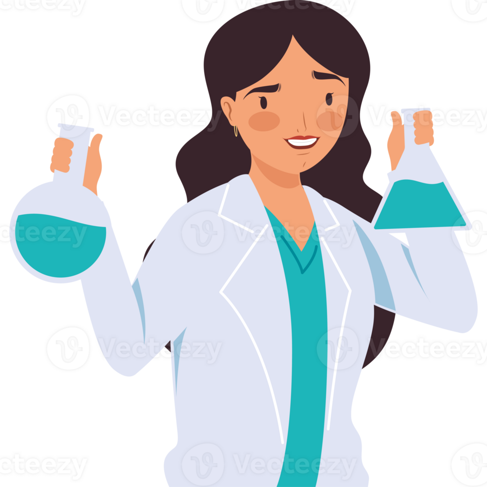 female laboratory worker character avatar png