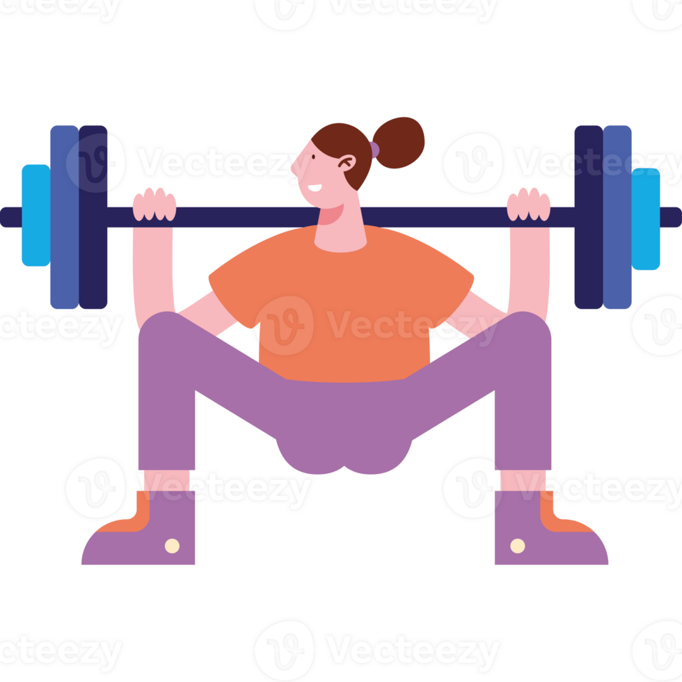 woman lifting weight fitness character png