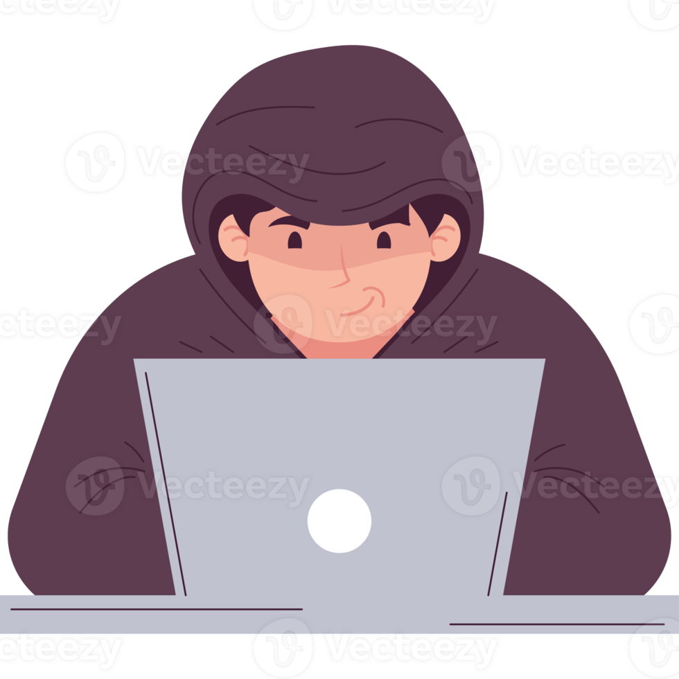 hacker using laptop cyber fraud png