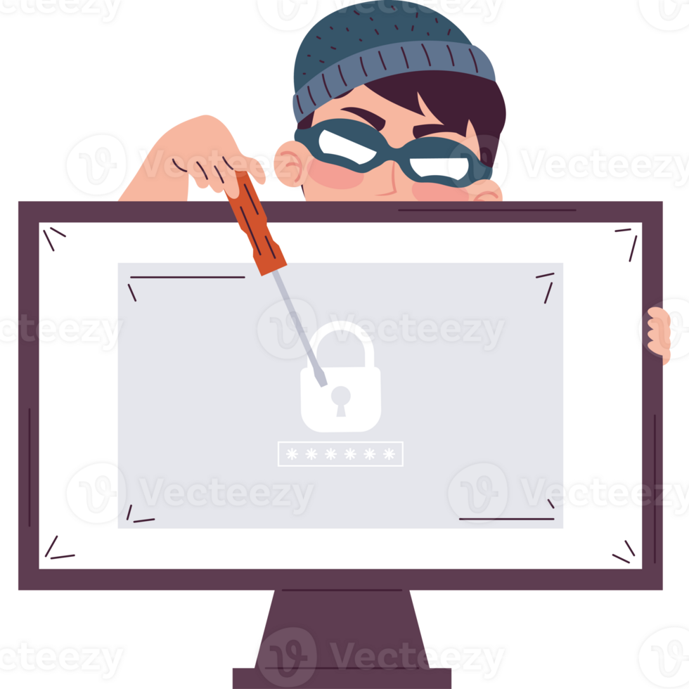 hacker with screwdriver and desktop character png