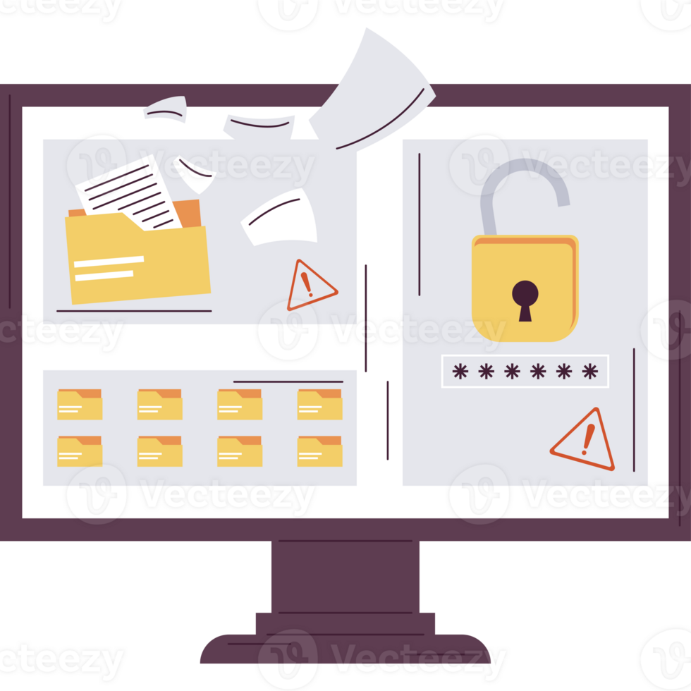 desktop with cyber fraud icon png