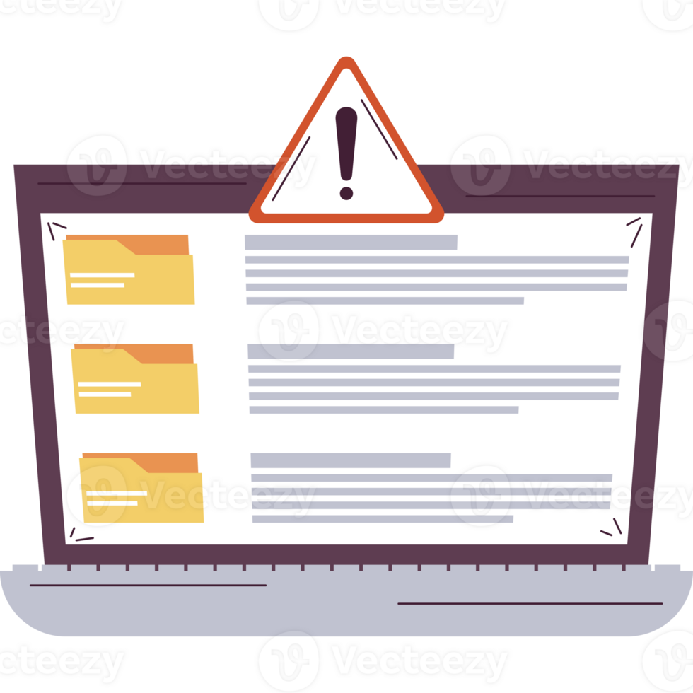 laptop with cyber fraud alert icon png