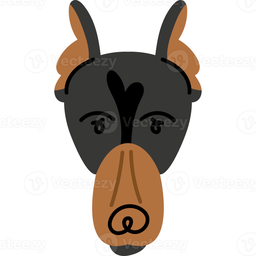 doberman dog head pet character png