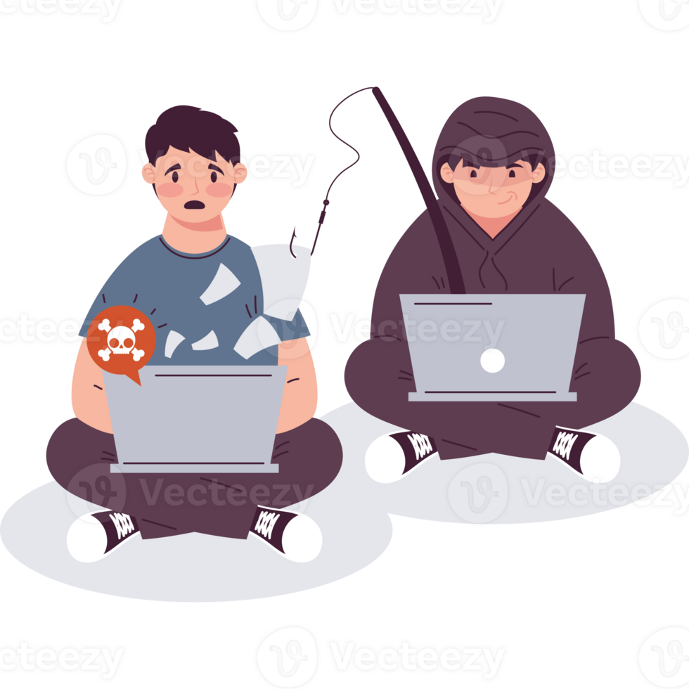 hacker and victim cyber fraud characters png