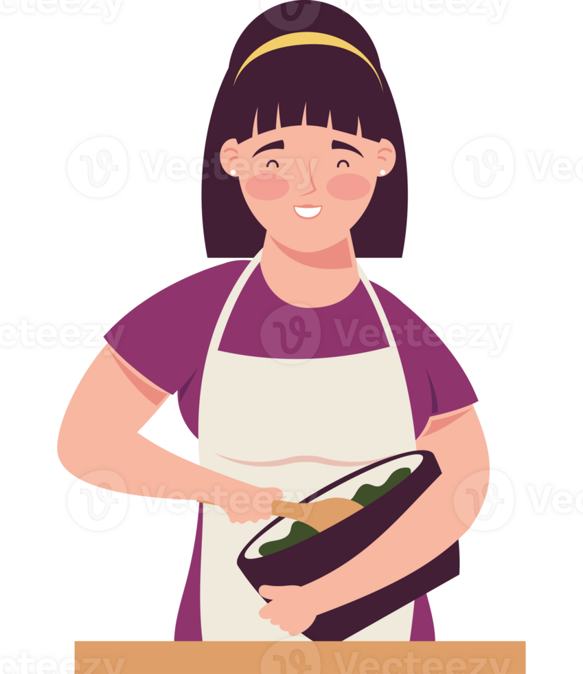 woman cooking mixing with bowl character png