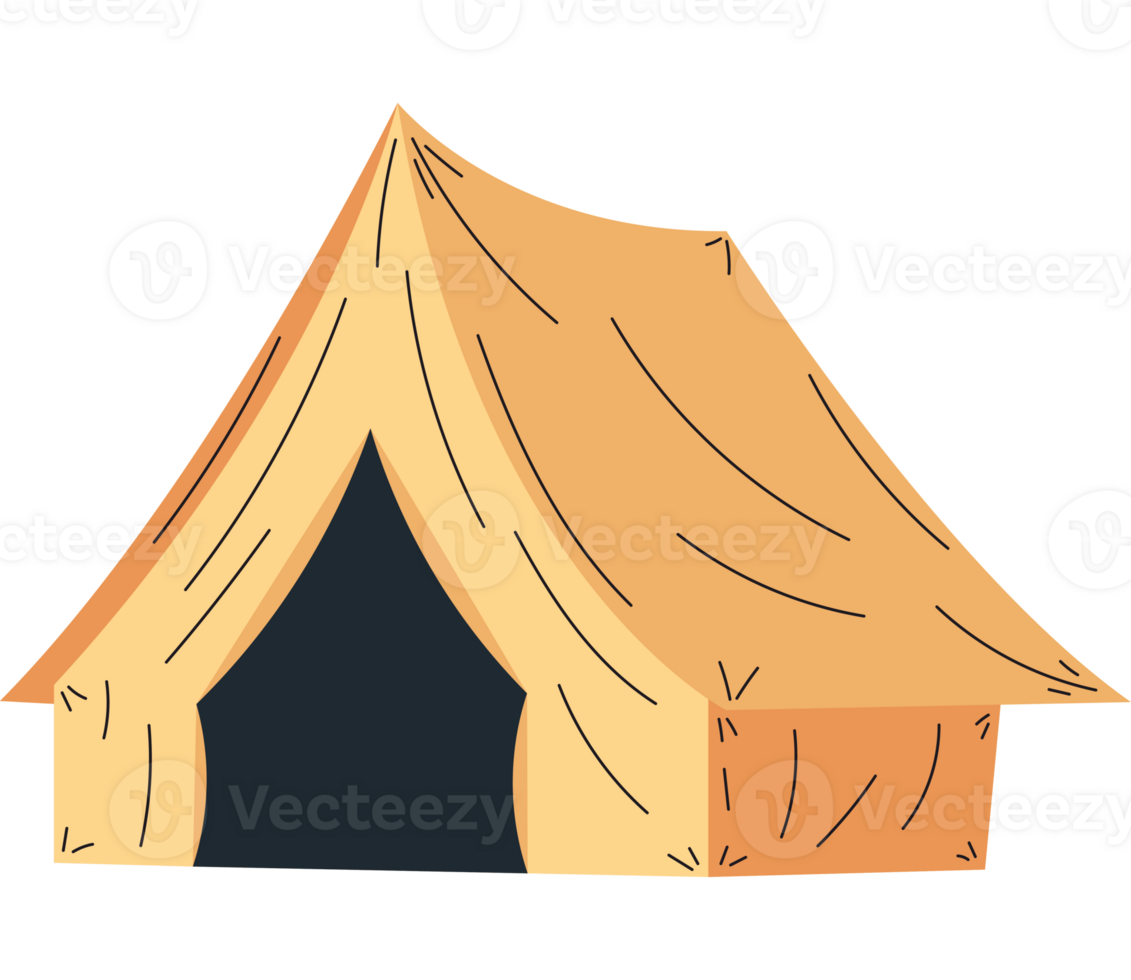 yellow camping tent isolated icon png