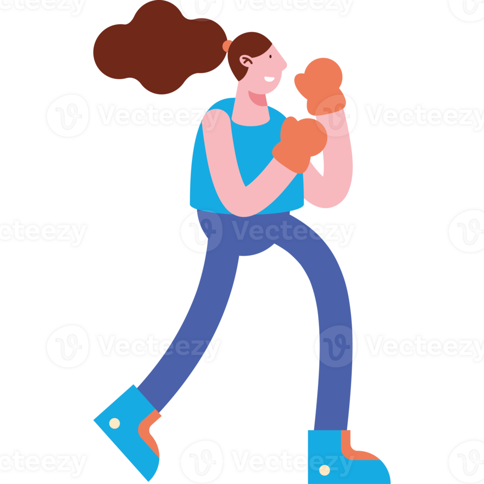 woman practicing boxing fitness character png
