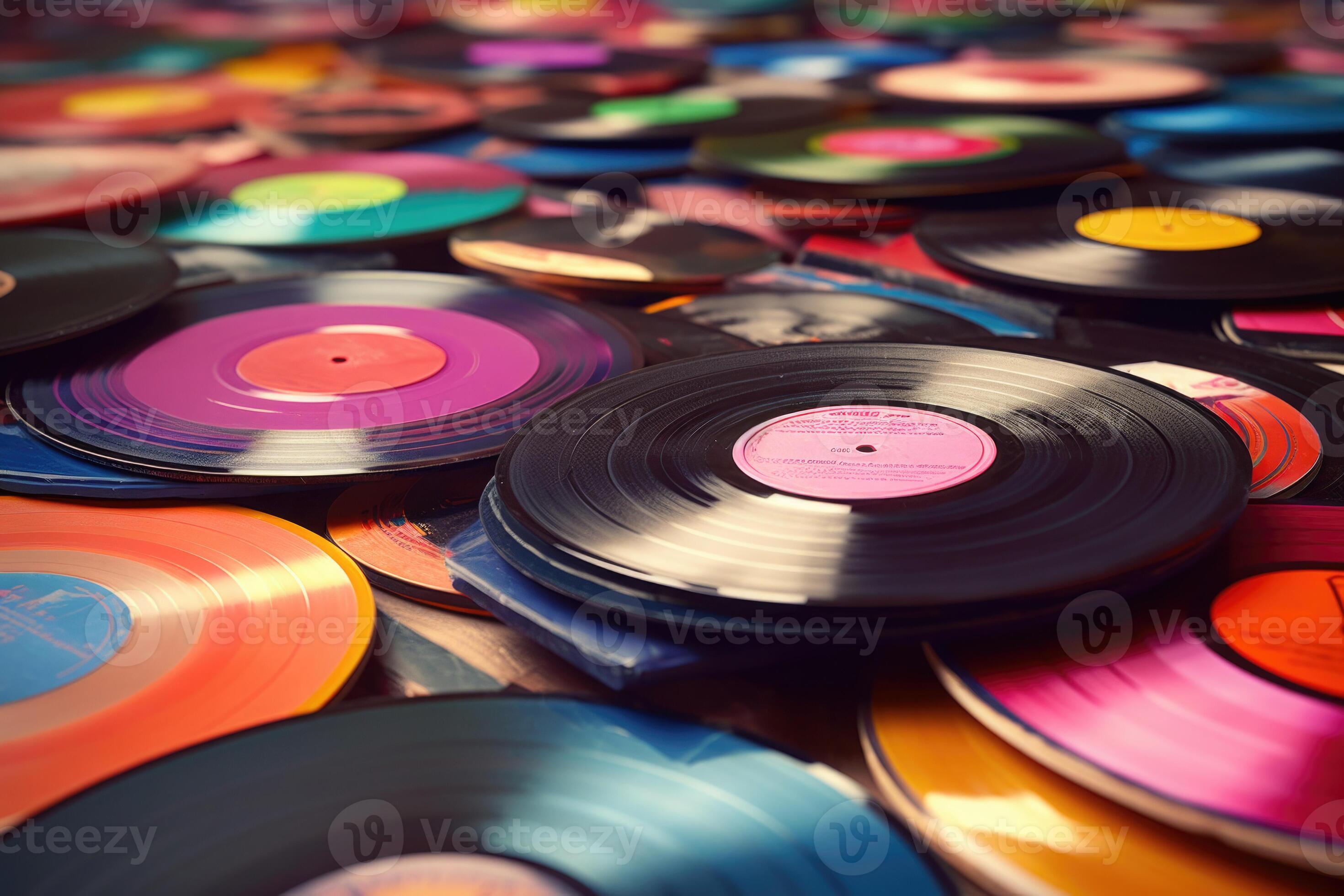 Background with a lot of vintage vinyl records 24601094 Stock Photo at