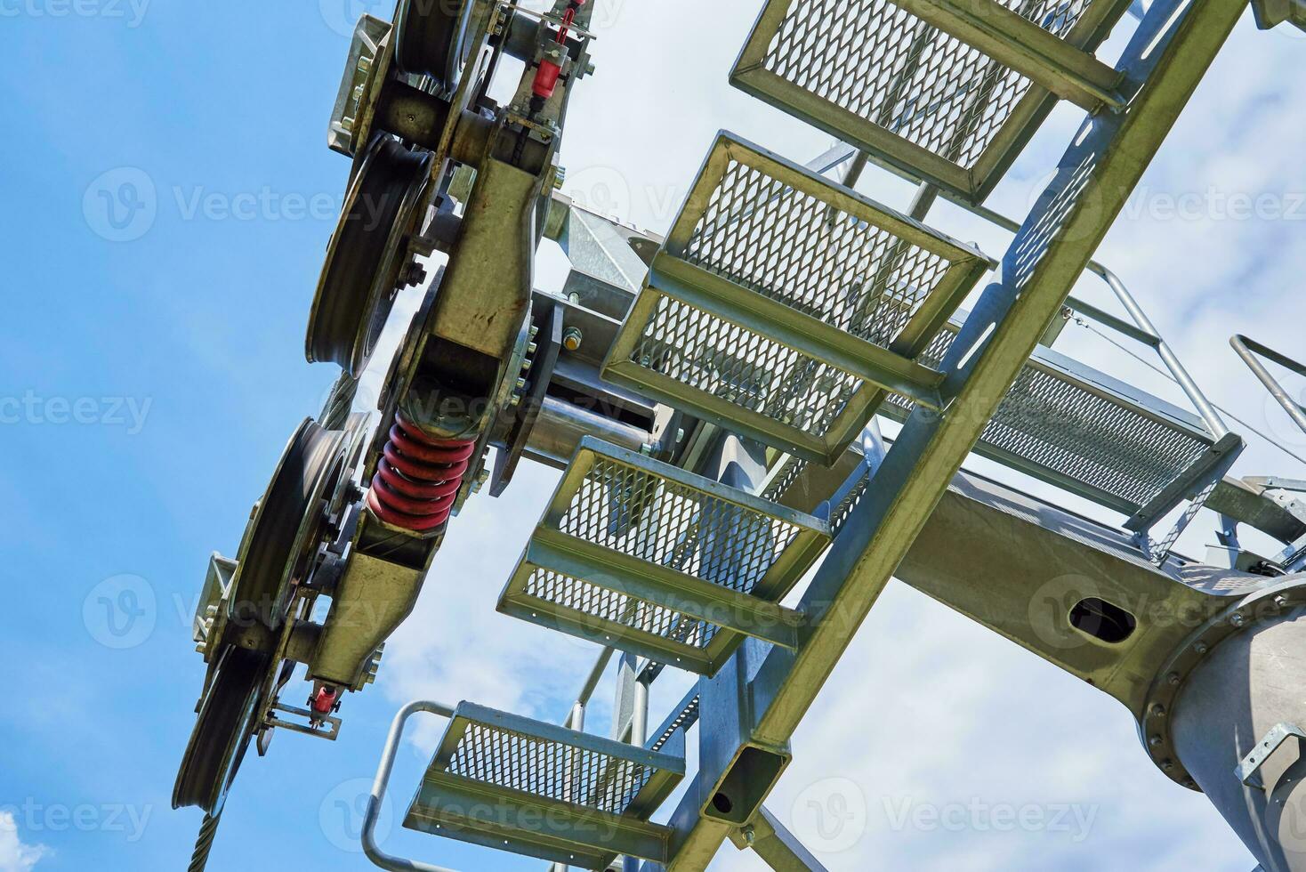 Mechanism of open cable cars lift, Karpacz, Poland photo