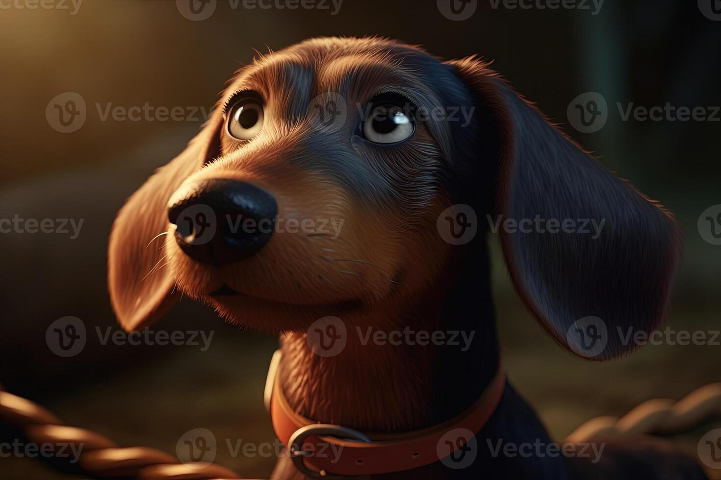 cute dachshund dog portrait looking at you illustration photo