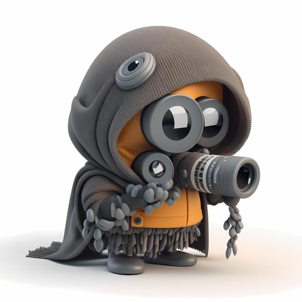 spy character with camera photo