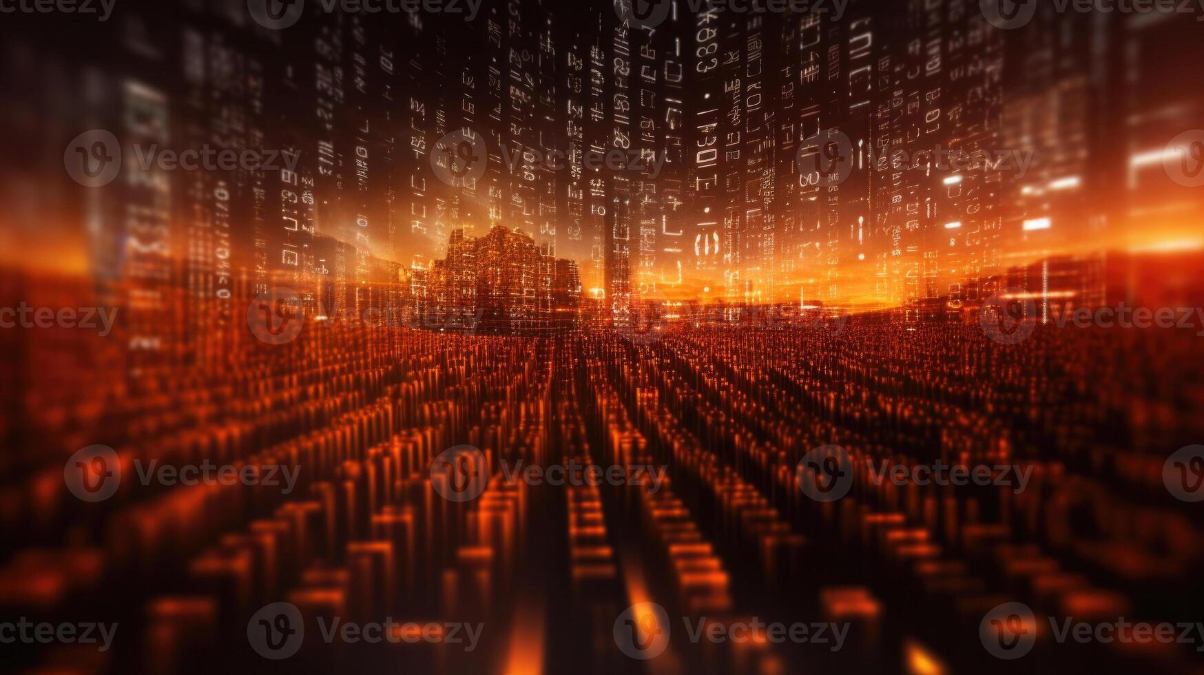 Futuristic cyberspace with binary code background. photo