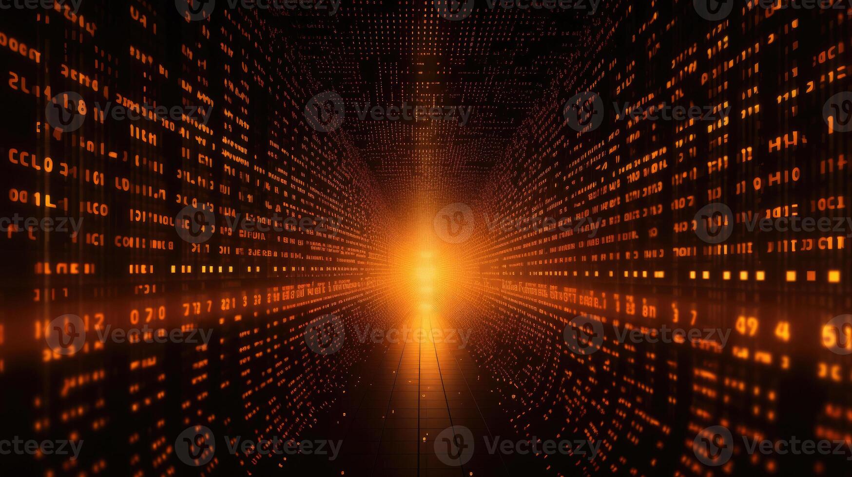 Futuristic cyberspace with binary code background. photo