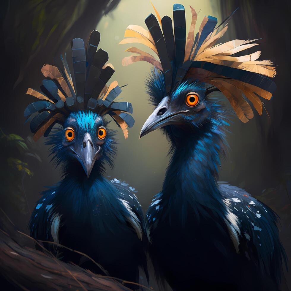 cassowaries realistic illustration photo