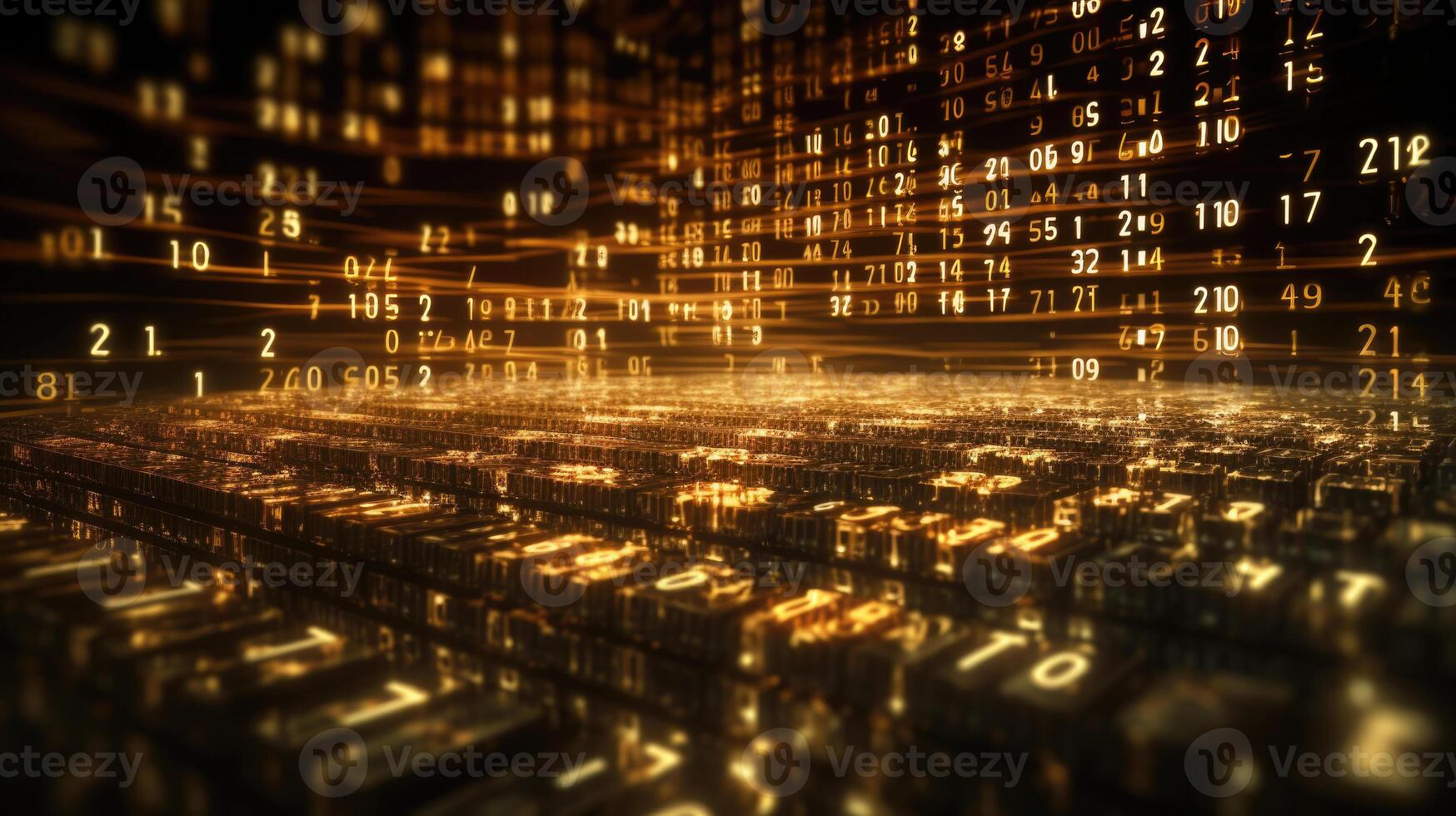 Futuristic cyberspace with binary code background. photo