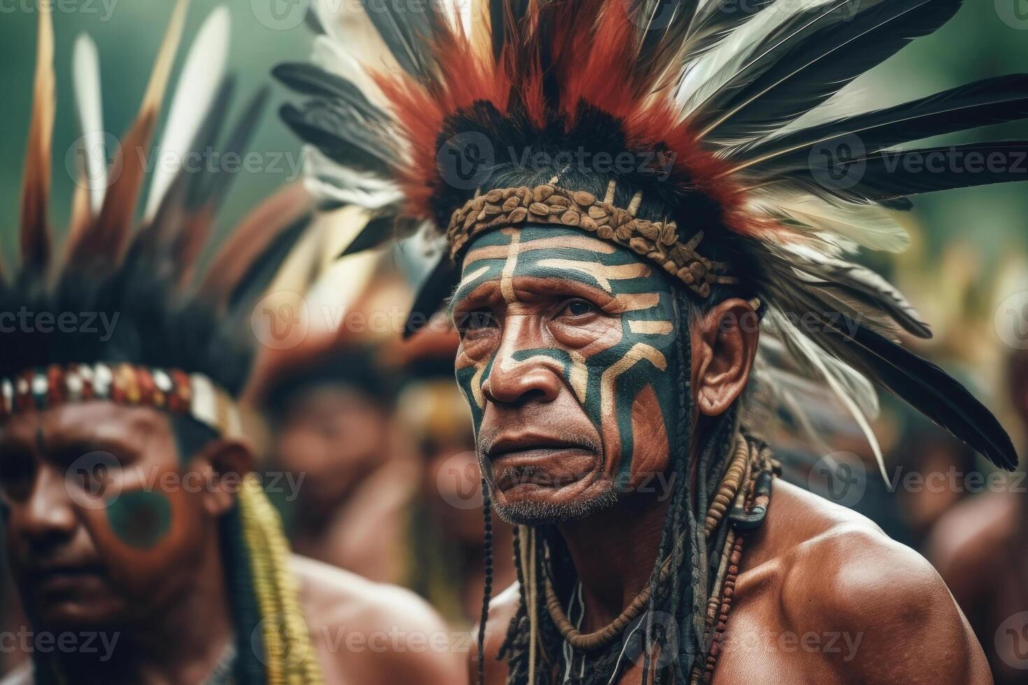 Portrait of indigenous tribe. Native american people. photo