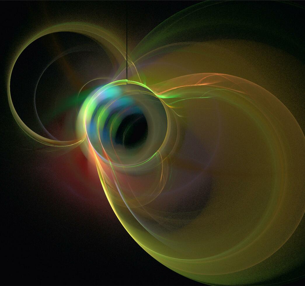 yellow and green abstract drawing on a black background, color digital graphics, design photo