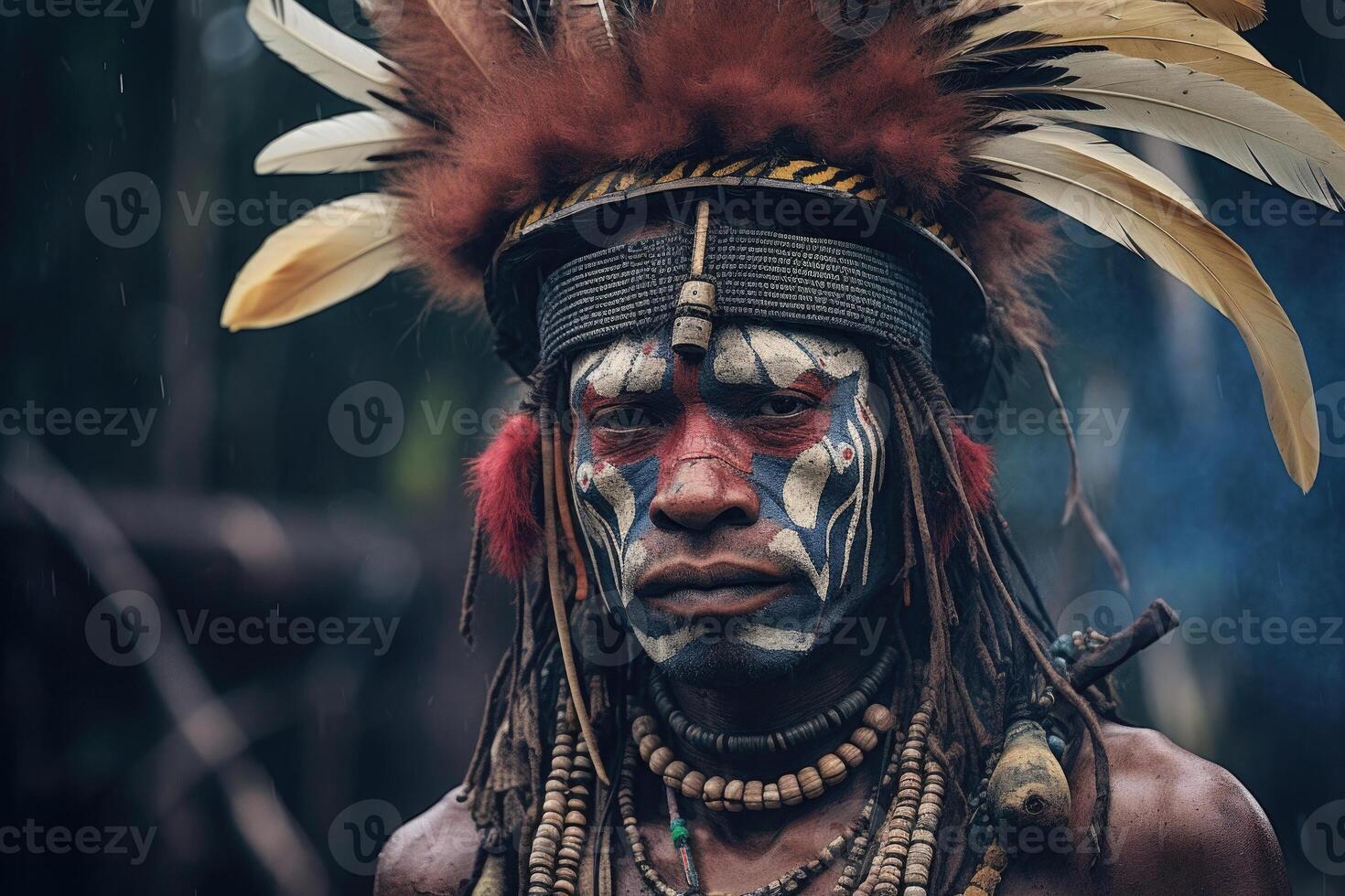 Portrait of indigenous tribe man. Native american people. photo