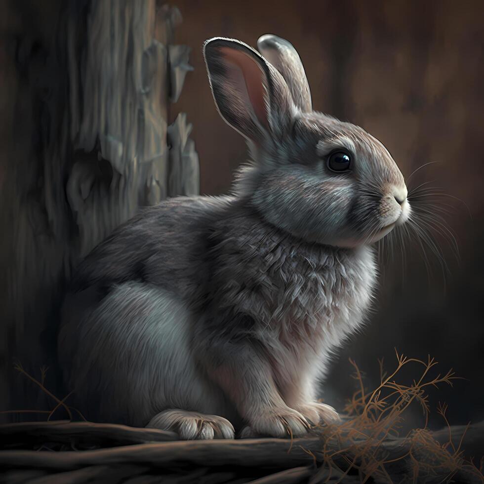 rabbit illustration aesthetic photo