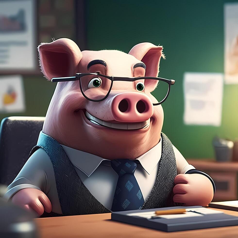 pig wear dressed a businessman photo