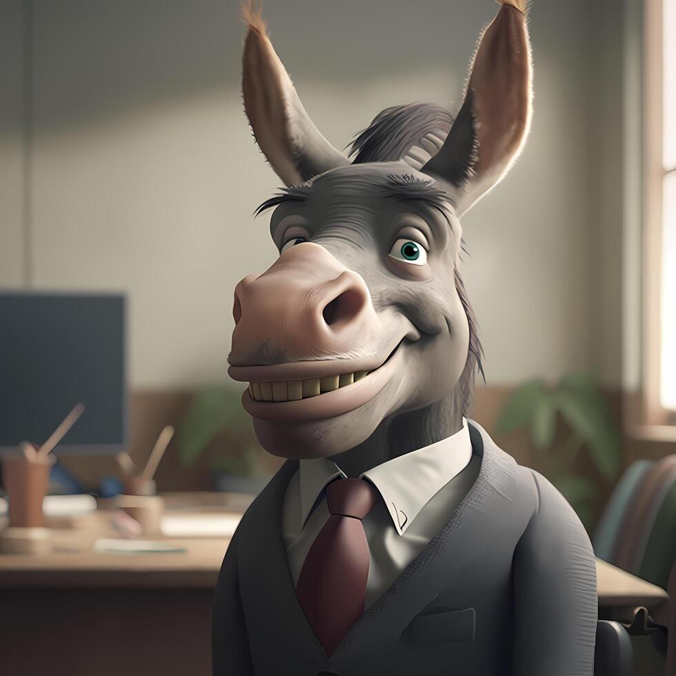 donkey wear dressed a businessman photo