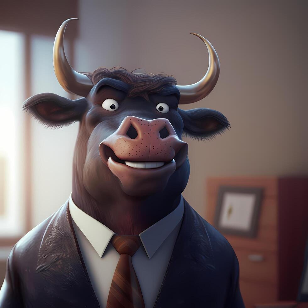 bull wear dressed a businessman photo