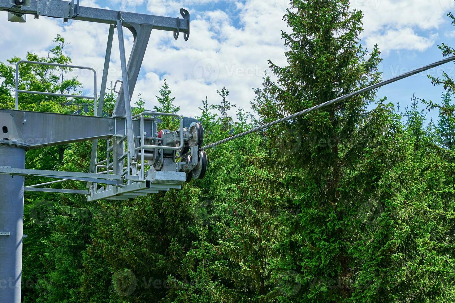 Mountains with open cable cars lift, Karpacz, Poland photo