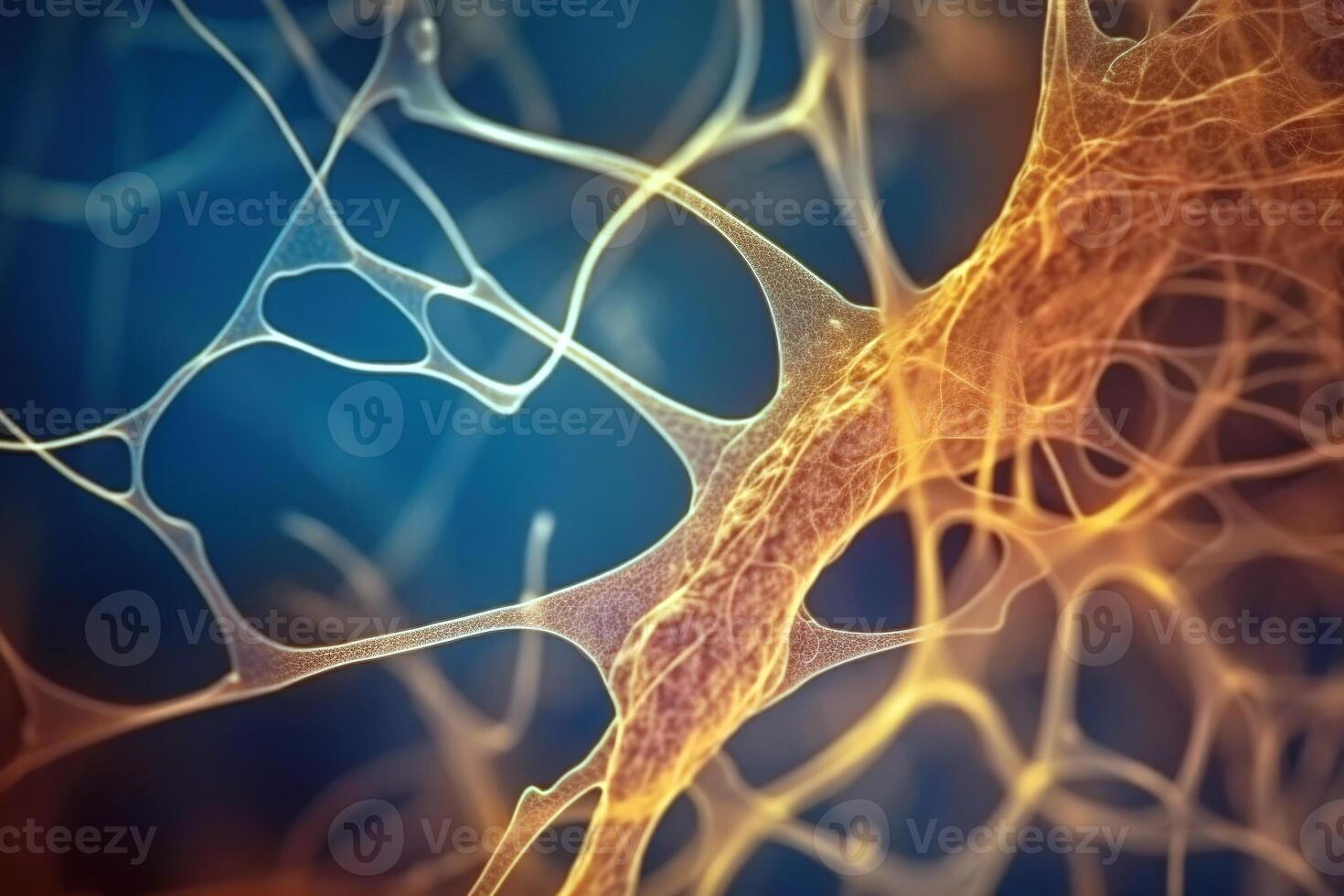 Neuron cells with glowing connections on abstract background. photo