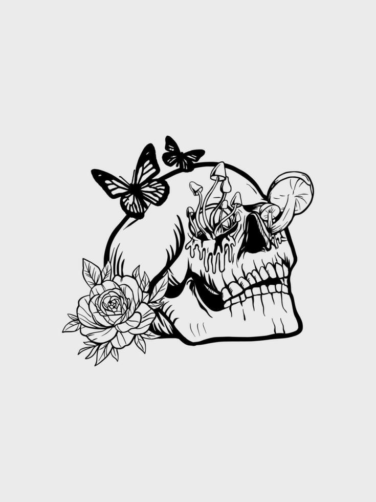 skull with black outline for white background vector